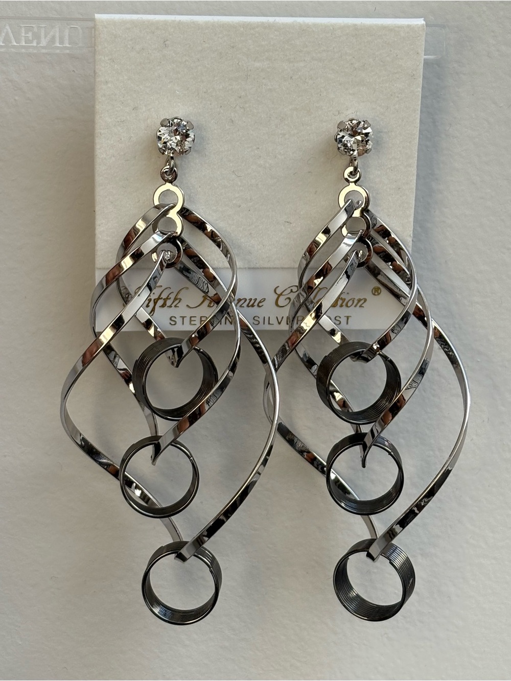 Fifth Avenue Collection Twist of Fate Silver-Tone Drop Earrings - Swarovski-NWT